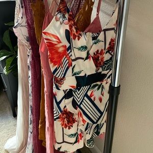 Spaghetti strap floral skort romper - M